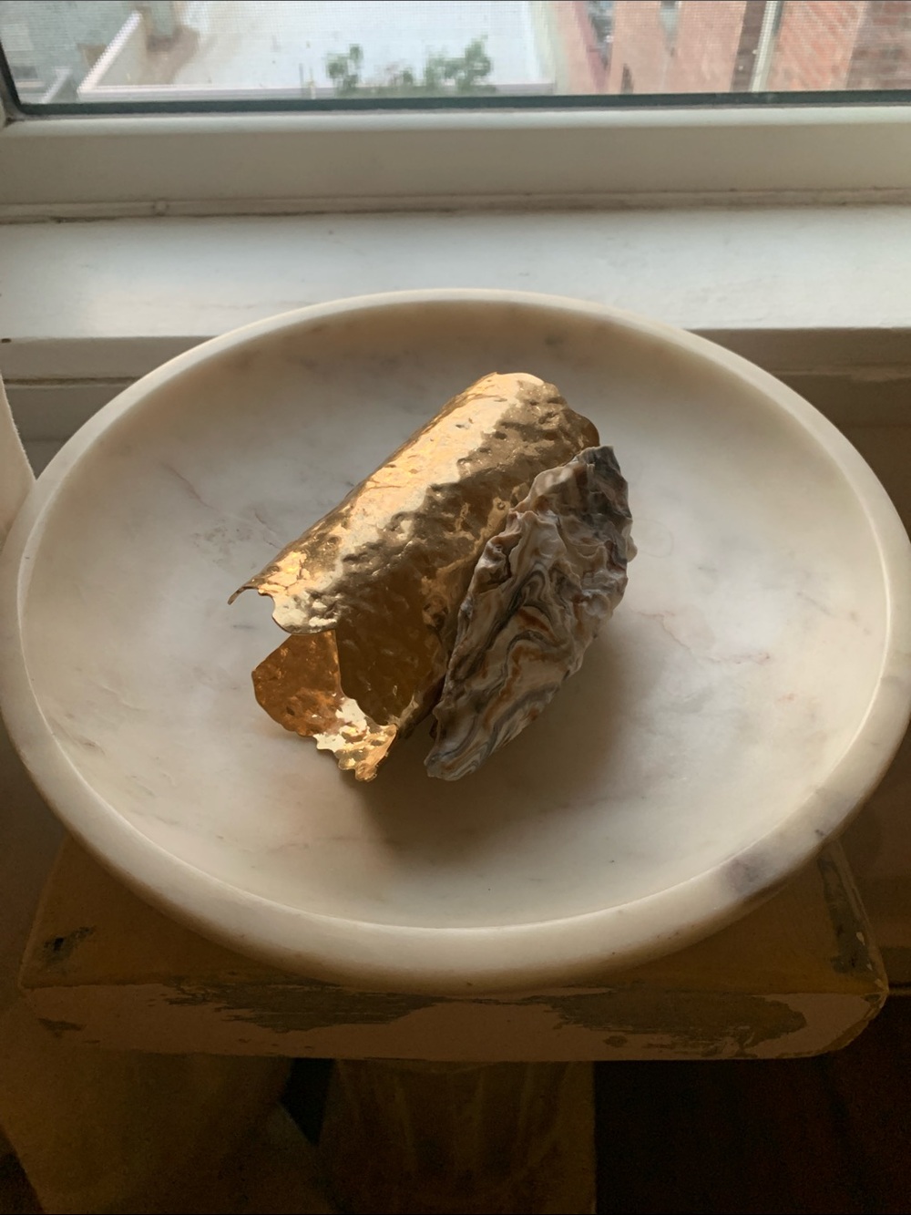 Zara Gold Sculptural Bracelet with Marbled Detail